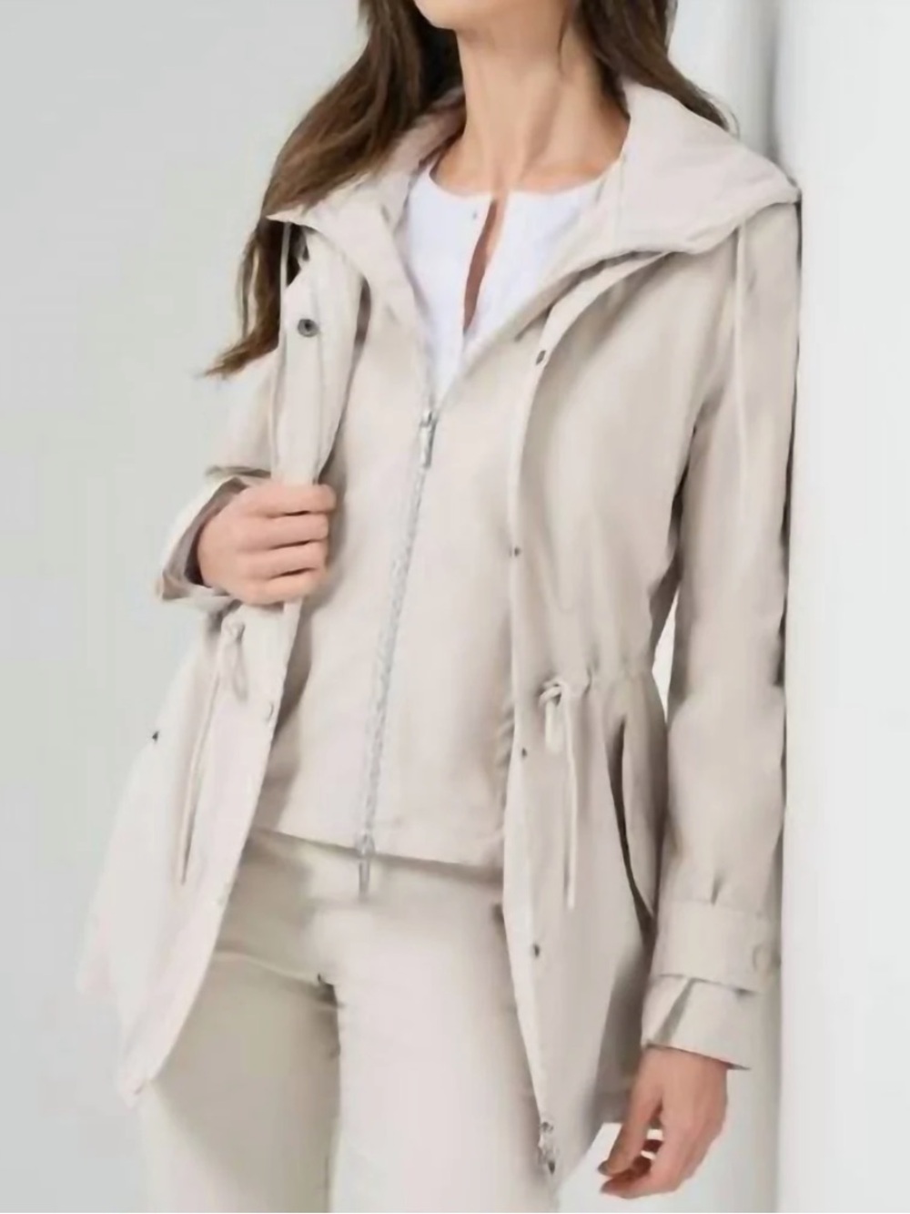 Anatomie Brit Water Resistant Cream Hooded Utility Jacket